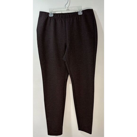 J. Jill Ponte brown houndstooth leggings stretchy waist size Large #41-1036 - Picture 1 of 5